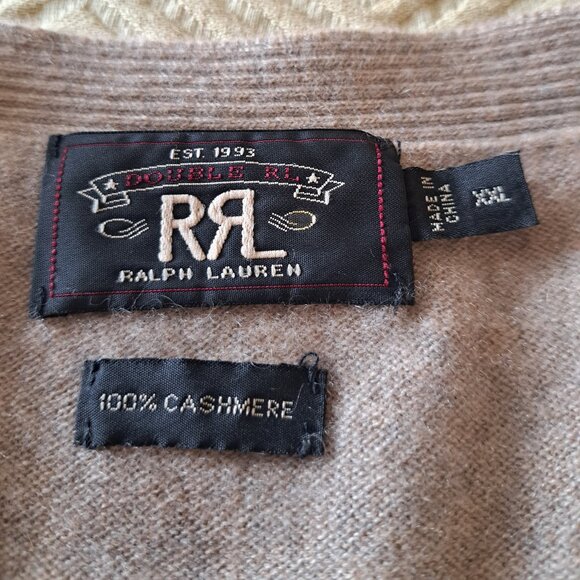 Ralph Lauren RRL Men Cashmere Cardigan Beige V Neck Button Down Sweater Size XXL - Picture 3 of 12